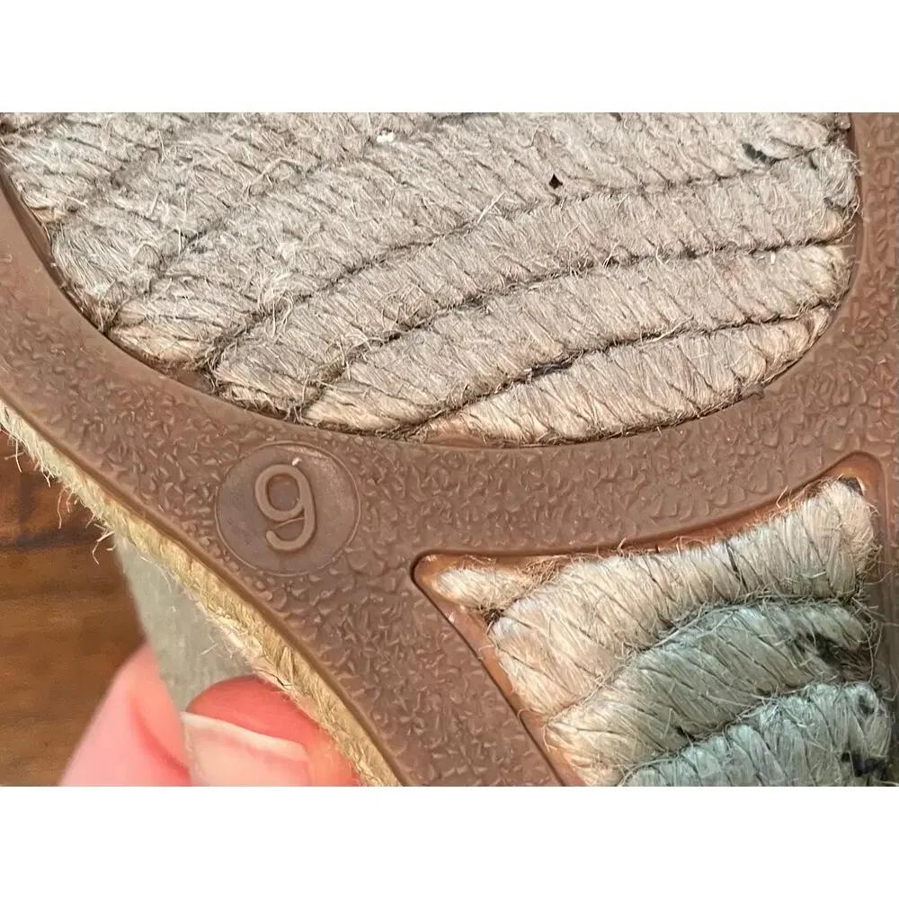 J. Crew Seville Espadrille Canvas Wedge, Beige /Gray Metallic, Classic, Size 9